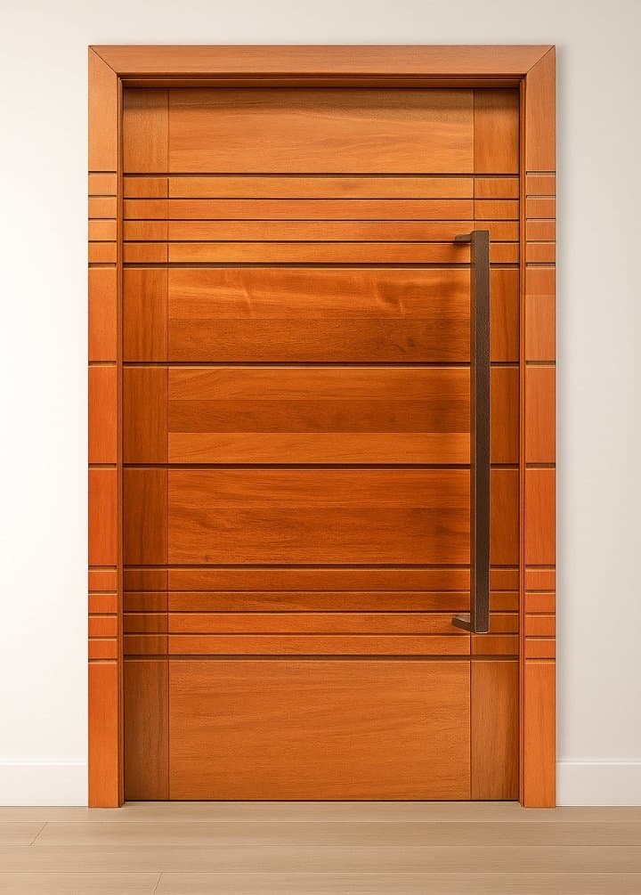 Porta Pivotante de Madeira 8 Frisos