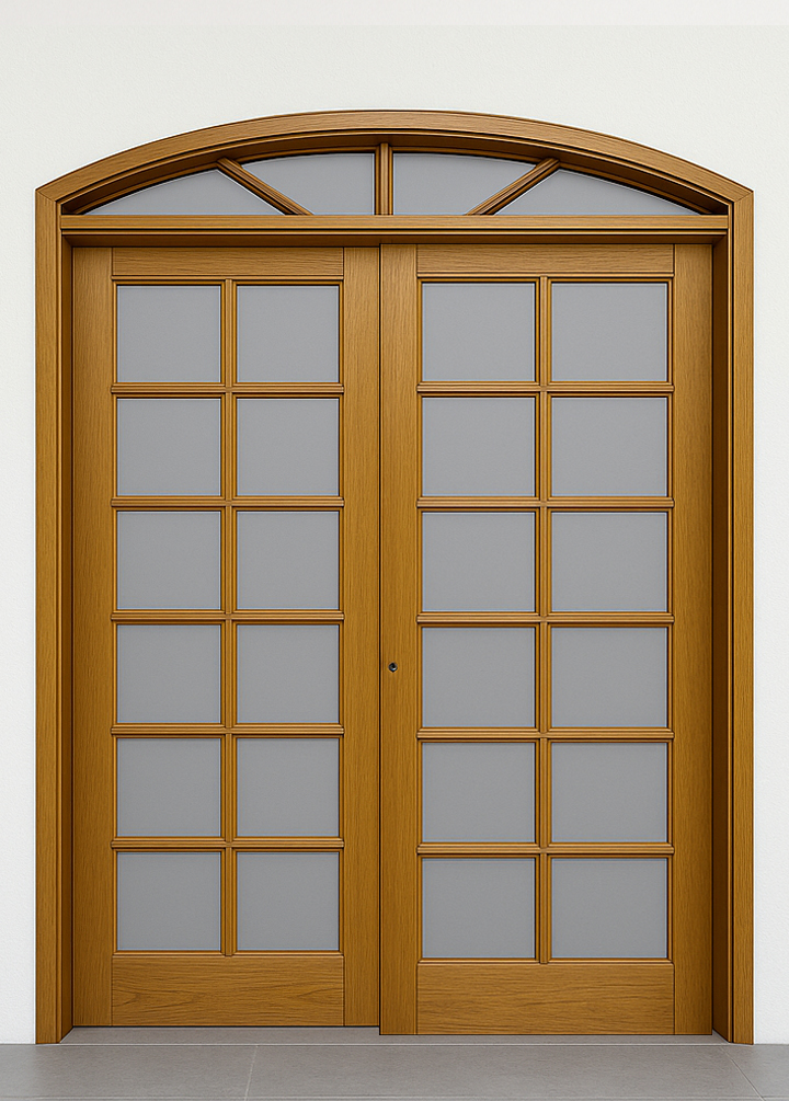 Porta de Correr Quadriculada em Arco 2 Folhas