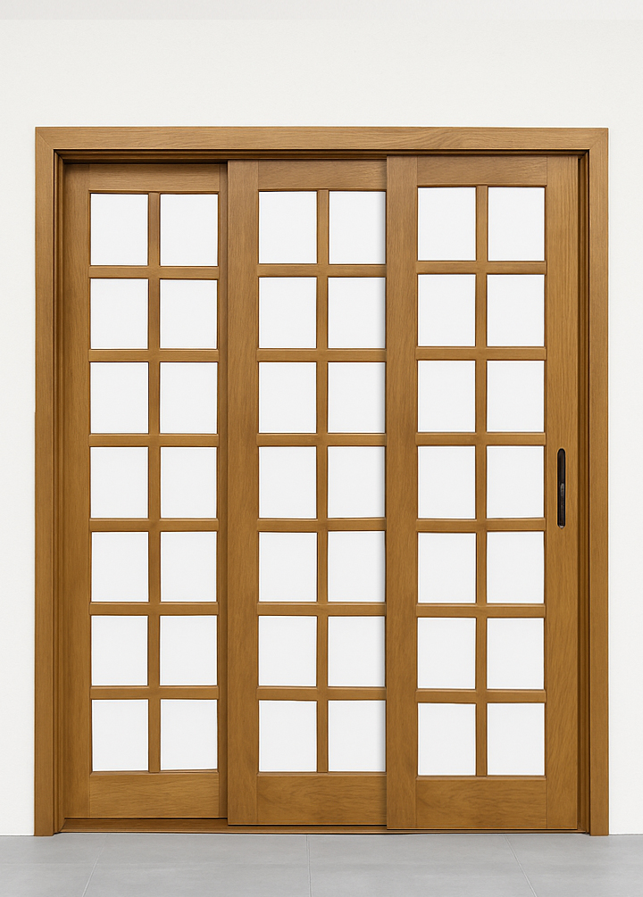 Porta de Correr Quadriculada 3 Folhas