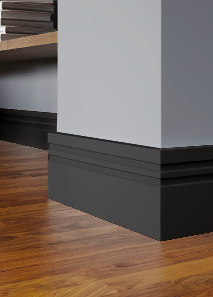 Rodapé Preto Poliestireno 2 Frisos