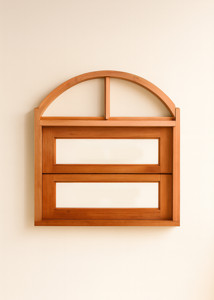 Vitro Basculante de Madeira Panoramico 2 Folhas em Arco