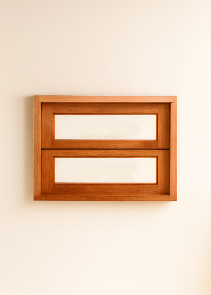 Vitro Basculante de Madeira Panoramico 2 Folhas Reto