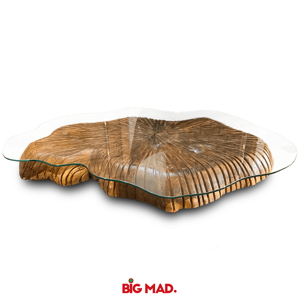 mesa de centro de madeira com vidro