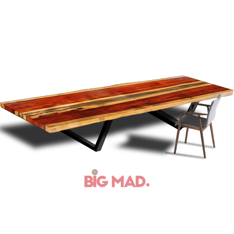 mesa de jantar madeira organica com resina